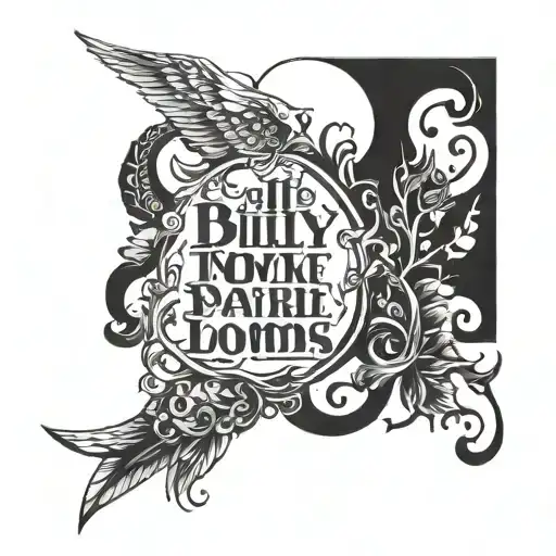 A Stylized Blackwork Design Of Billy Loomis's Favorite Quote Or Saying