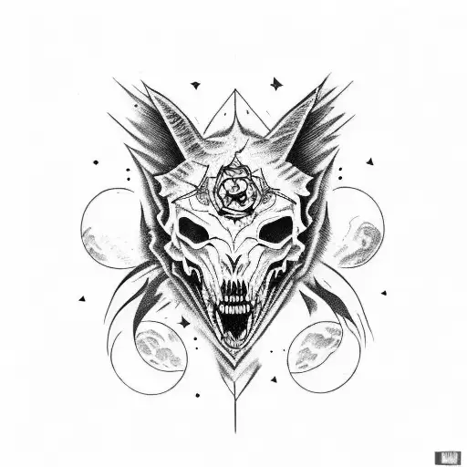 Phases Of The Moon As The Skull Wolf