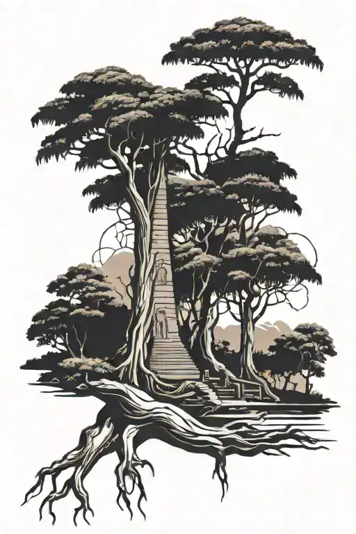 Ancient Egypt Dark Forest With Roots Growing