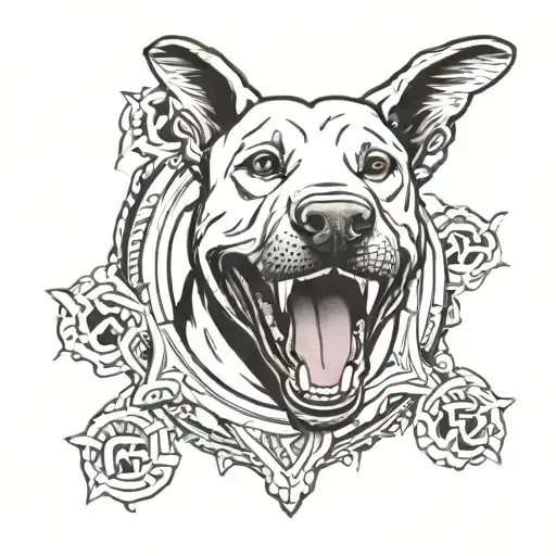 Real Madrid Logo Against The Background Of A Bull Terrier With A Grin