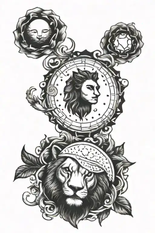 Armband Tattoo Featuring Moon Surrounded By Leo Zodiac Sign