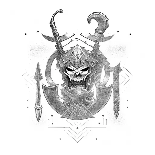 Giometric Warrior Full Body With His Sword