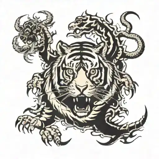 Tiger And Scorpion Surrounded