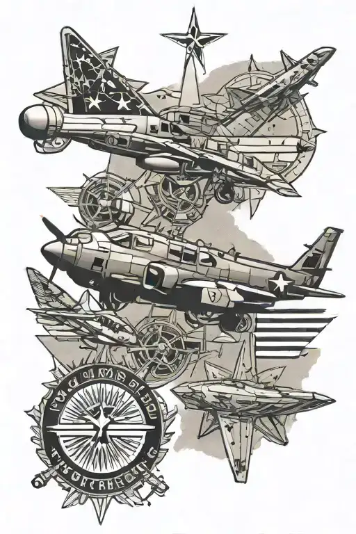 Military Service Collage Tattoo Featuring