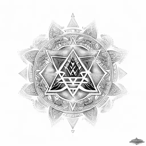 Triforce Mandala Greek Keys Floral Pattern Fluid Tattoo