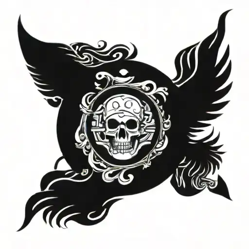 Pirat Flag And Singing Phoenix