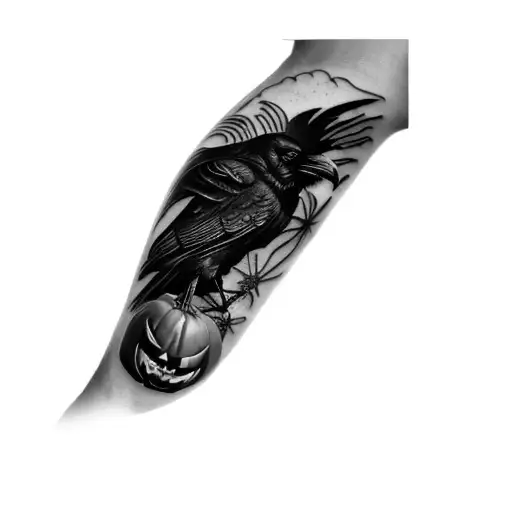 A Raven On A Pumpkin