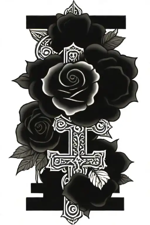 Irish Cross With Roses Blooming