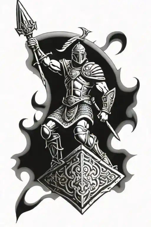 Warrior Holding Shield