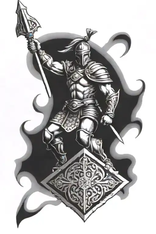 Warrior Holding Shield