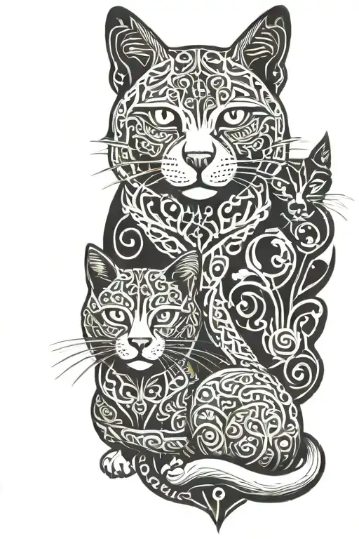 Irish Celtic Tattoo Of Dog And Cat