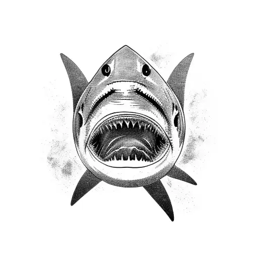 Shark Jaw Outline Shadow Lines Thick