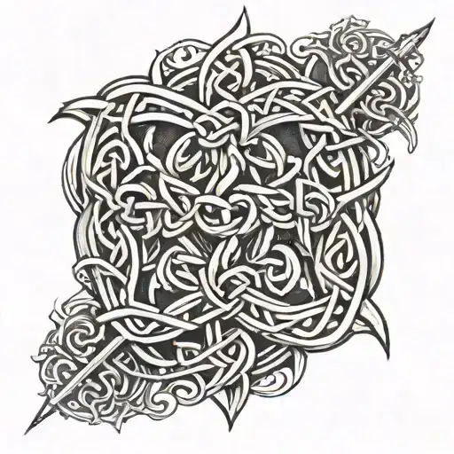 Celtic Father-son Knot Intertwined With Crossed Axes