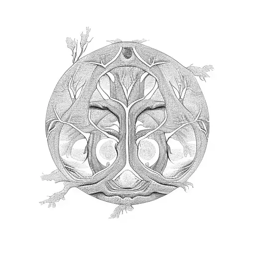 Tree Of Life That Branches Out Into A Yin Yang