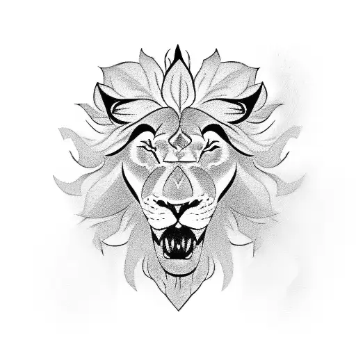 Lion Crest With A White Rose