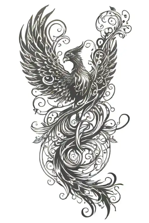 Phoenix With Music Notes Intertwined