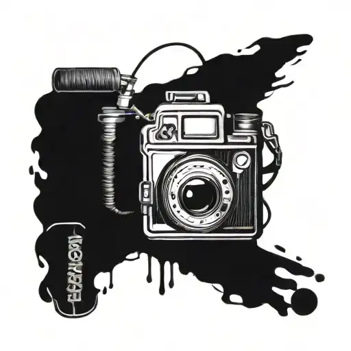 A Tattoo Design Combining A Camera And A Guitar To Represent Your Love For Photography And Music