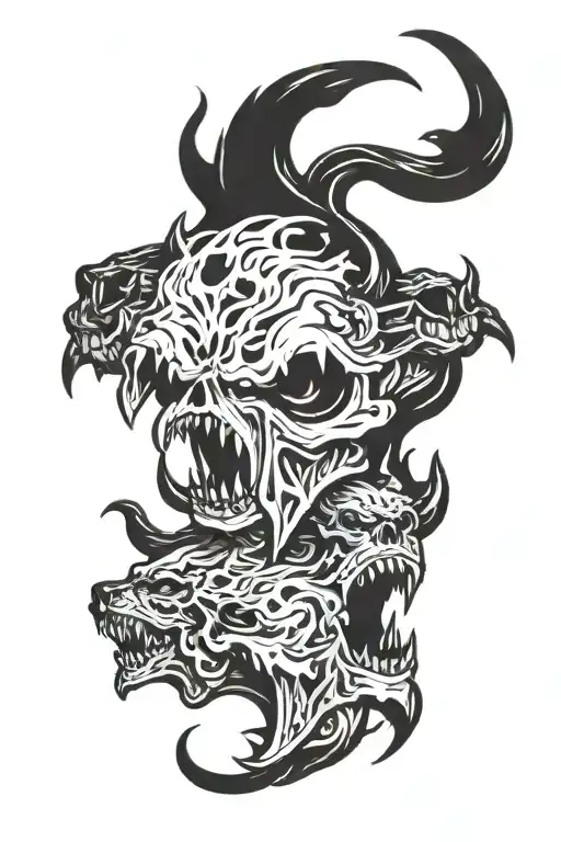 Cerberus Step On A Skull