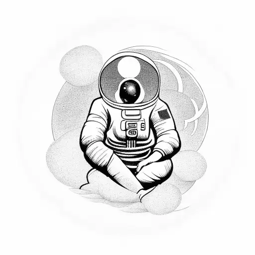 Astronaut Meditating On The Full Moon