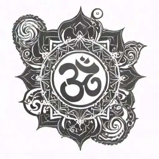 Aum Symbol Integrated With Space Themed
