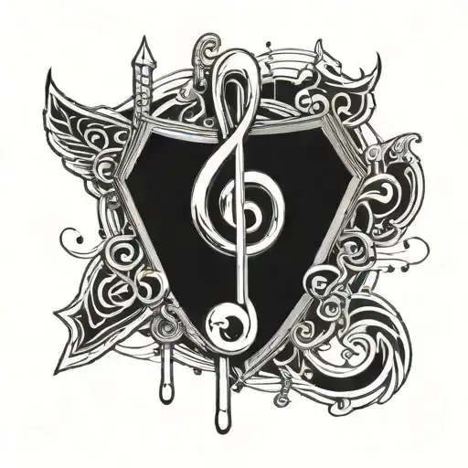 A Stylized Music Note Intertwined With A Police Badge