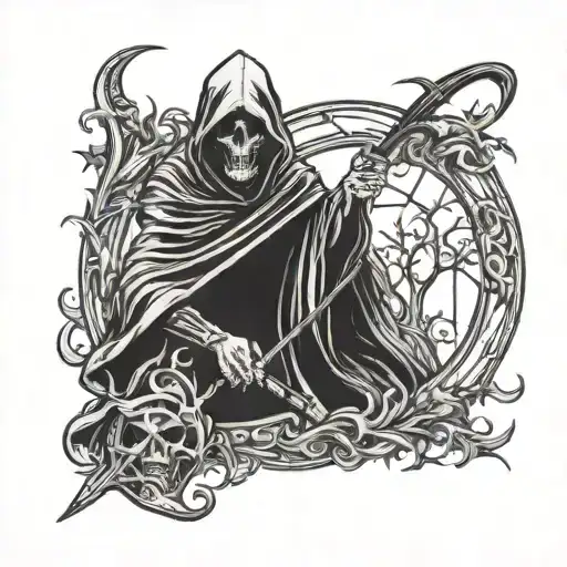 Grim Reaper Holding A Scythe