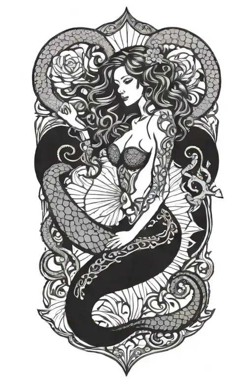 Mermaid Embraced By Octopus Tentacles