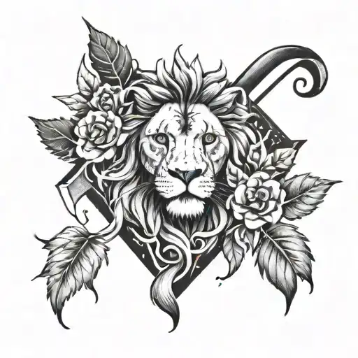 5421 In Roman Numerals With A Lion And A Dog Paw Print And Leaves