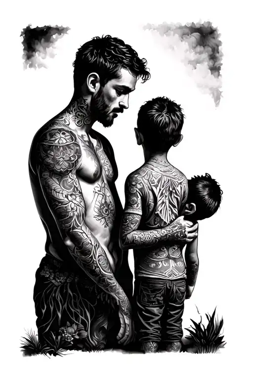 Father And 2 Children