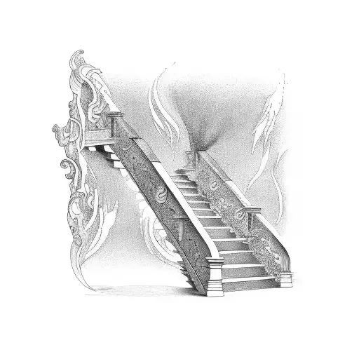 Stairs To A Door Split In Heaven And Hell
