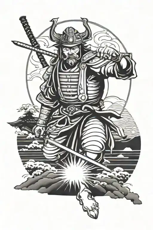 Samurai And Japan Rising Sun