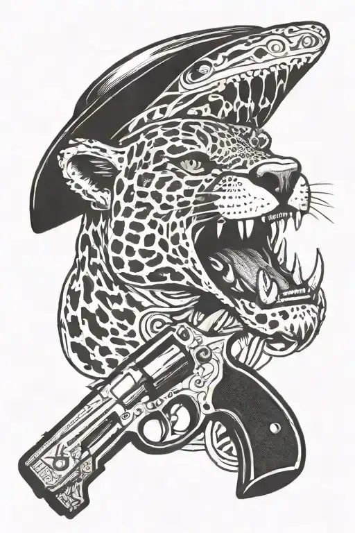 Gangster Jaguar With Revolver Gun