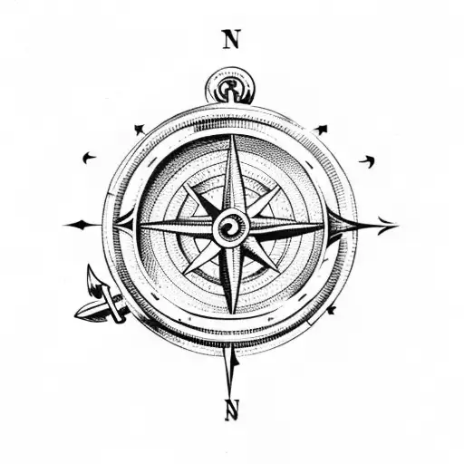 Anchor With A Compass For Ring