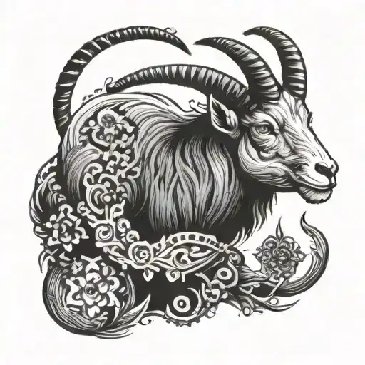 Woodcut Desing Of A Humanoid Male Goat