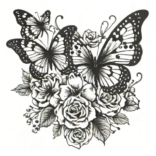 Flower On Collarbone With Butterflies Flying