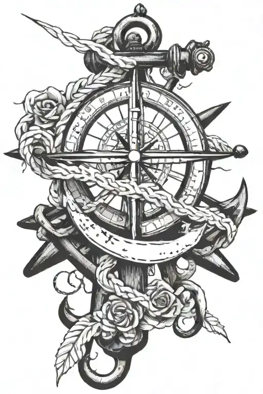Anchor Compass With Fingerprint