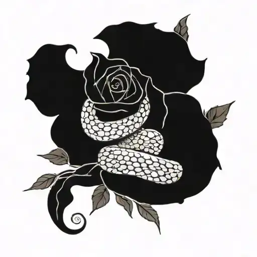 A Snake Intertwining With A Knife Through A Bed Of Roses On The Spine