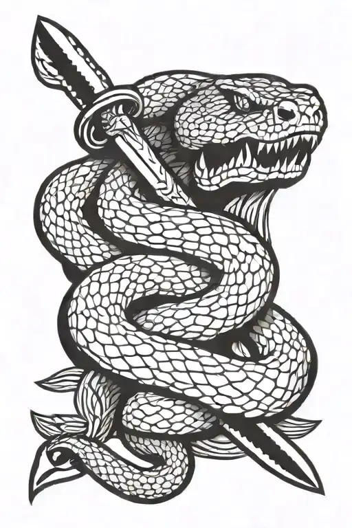 Snake And Knife Crossed