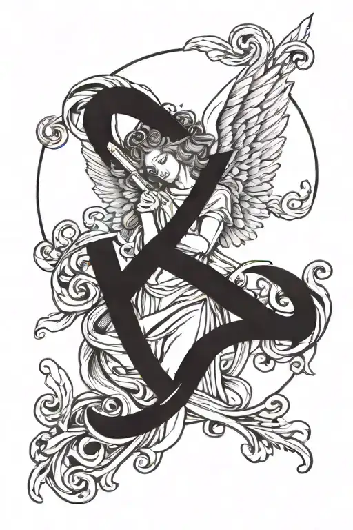 Angel With Halo With Initials Sjm