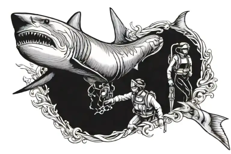 Shark And Female Diver