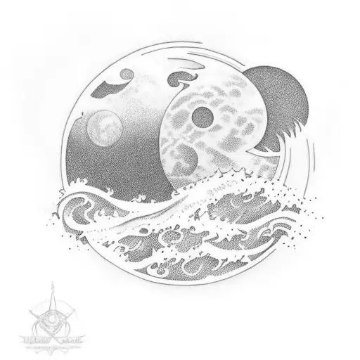 Ocean Waves Pointing Left With Moon Rising Above And The Name La'ila