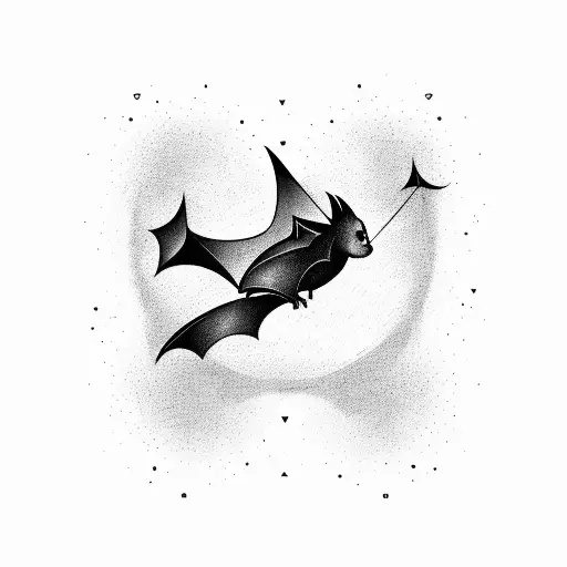 A Bat Whit A Full Moonin The Back