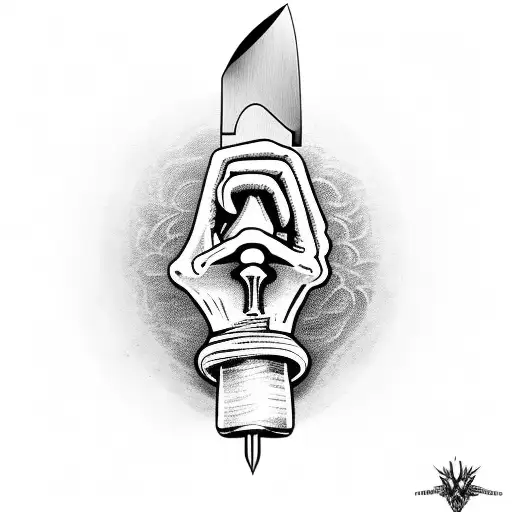 Skeleton Hand Holding Knife