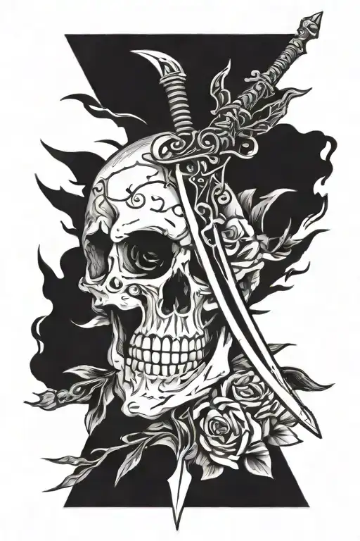 Sword With Wings Going Through Skull