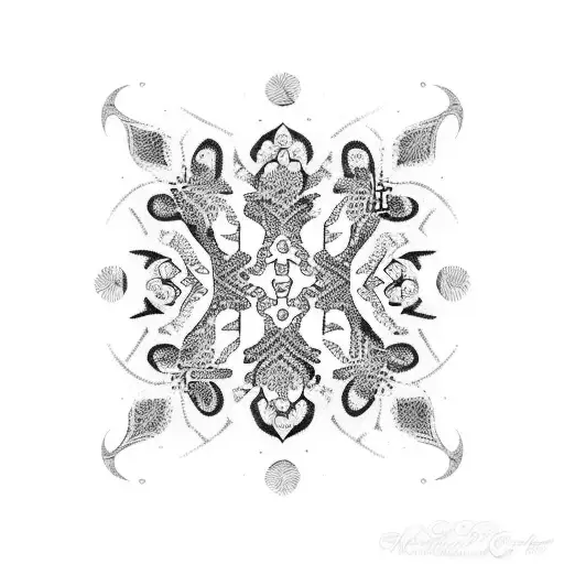 Black Ornament On A Brush With Patterns