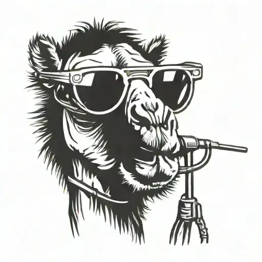 Camel Wearing Sunglasses Talking On Phone