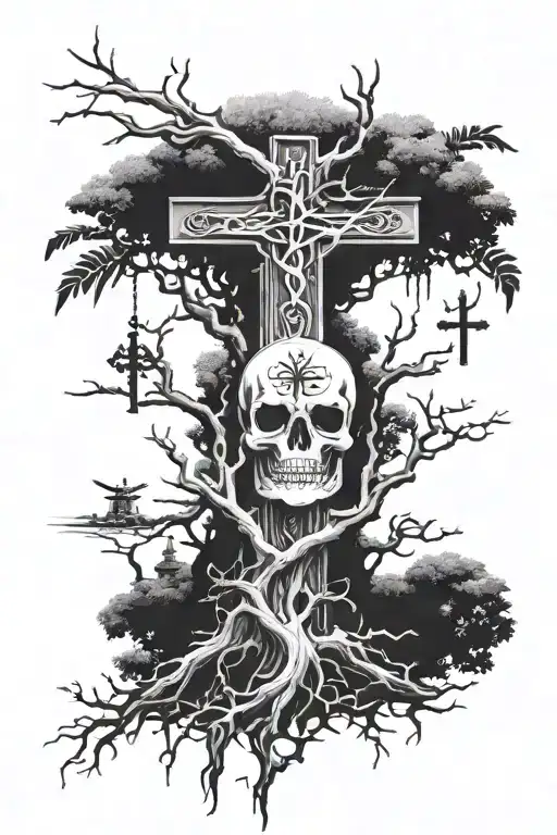 Poison Tree With A Cross Forearm Half Sleeve