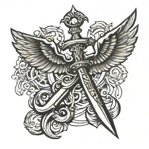 Dagger With Wings And Anchor