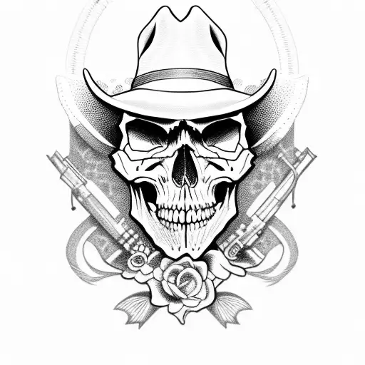 Western Skull With A Six Shooter