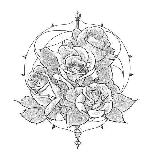 A Dark Tower Surrounded By Red Roses